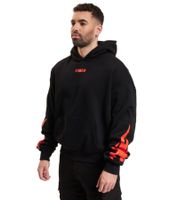 Fokus x Def Racer Hoodie für Herren Kapuzen-Pullover mit Kängurutasche Sweater Schwarz/Rot