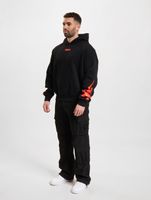 Fokus x Def Racer Hoodie für Herren Kapuzen-Pullover mit Kängurutasche Sweater Schwarz/Rot