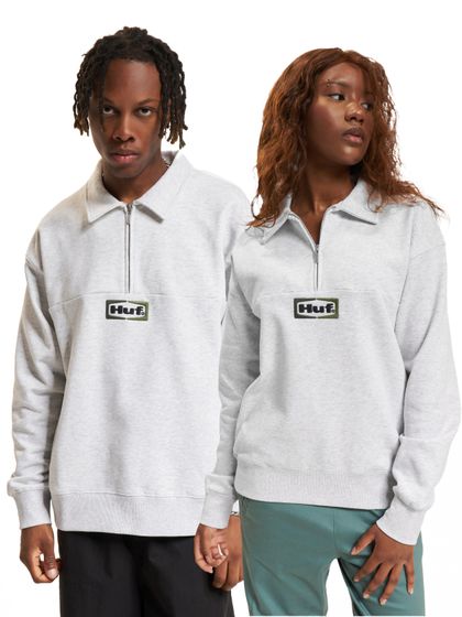 HUF Slate Quarter Zip Fleece Pullover grau meliert
