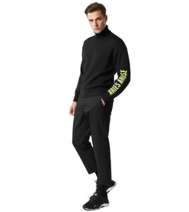 Sweat-shirt gothique à col roulé Aries, noir, à côtes, pour homme
