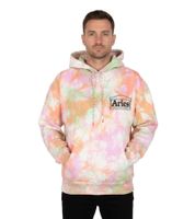 Felpa con cappuccio da uomo Aries Tie-Dye "Temple" con coulisse e tasca a marsupio, con stampa del logo in vari colori
