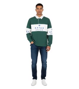 Polo Aries Rugby pour homme - Chemise élégante à manches longues au design rugby classique - Bleu pétrole