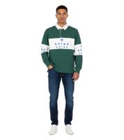 Polo Aries Rugby pour homme - Chemise élégante à manches longues au design rugby classique - Bleu pétrole