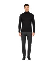 032c Herren Rollkragenpullover Langarm, Feinstrick, Slim Fit, Logo-Detail am Kragen Schwarz 