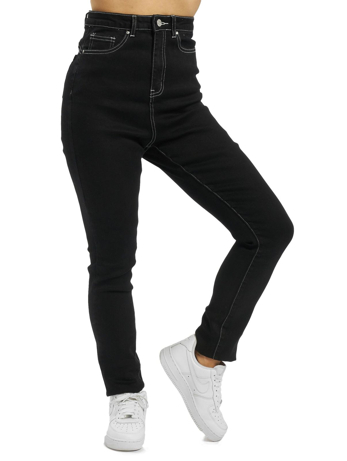 Jeans skinny Missguided Mg X Assets Sinner con cuciture a contrasto in nero