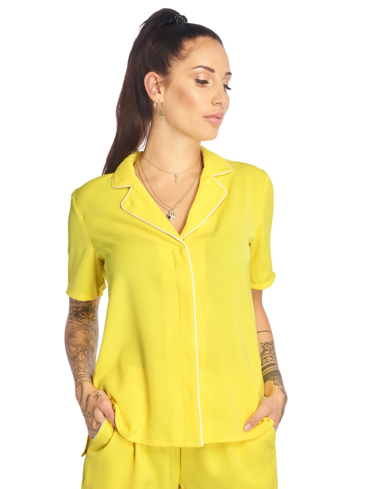 Camicia da donna glamour gialla