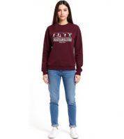 Sudadera Sporty & Rich de cuello redondo para mujer con estampado "Health Wellness", de algodón en color merlot/blanco