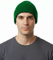Berretto unisex classico in maglia merino Baro Hemingway, semplice cappello invernale, verde campo