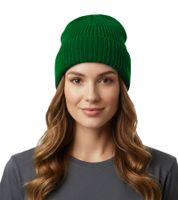 Berretto unisex classico in maglia merino Baro Hemingway, semplice cappello invernale, verde campo