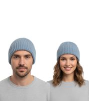 Bonnet unisexe classique Baro Hemingway en laine mérinos, bonnet tricoté, bonnet d'hiver simple, bleu clair