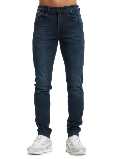Petrol Industries Jogger Slim Fit Jeans in mittlerer Used-Waschung in Blau