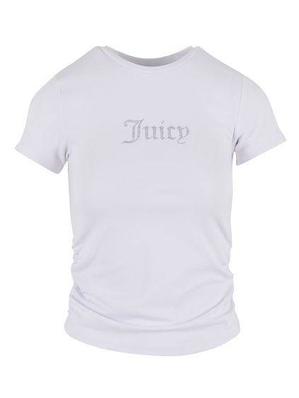 Juicy Couture Dot Ruched SS Fitted T-Shirts weiß