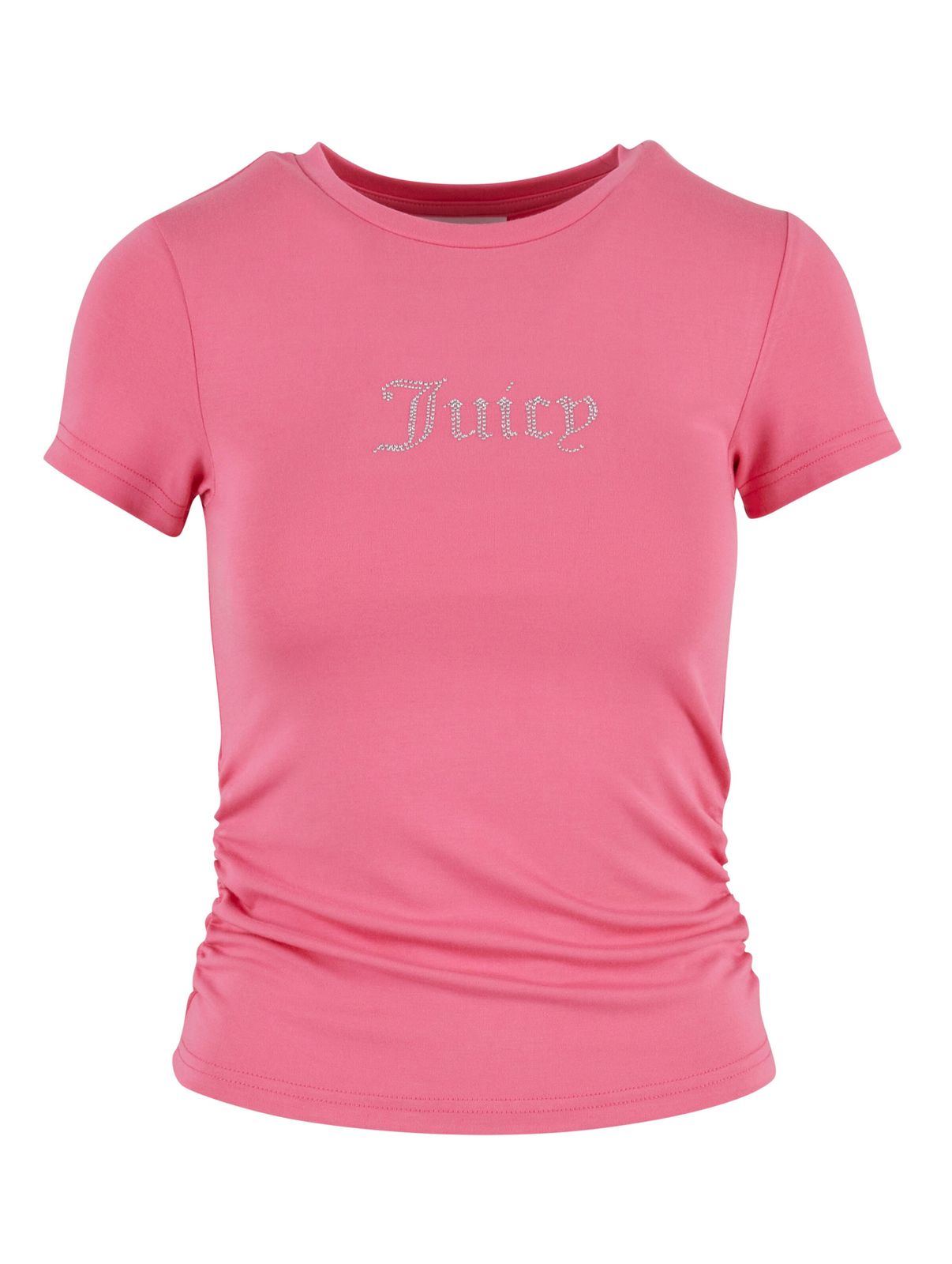 Juicy Couture T-shirt attillate a maniche corte con volant rosa