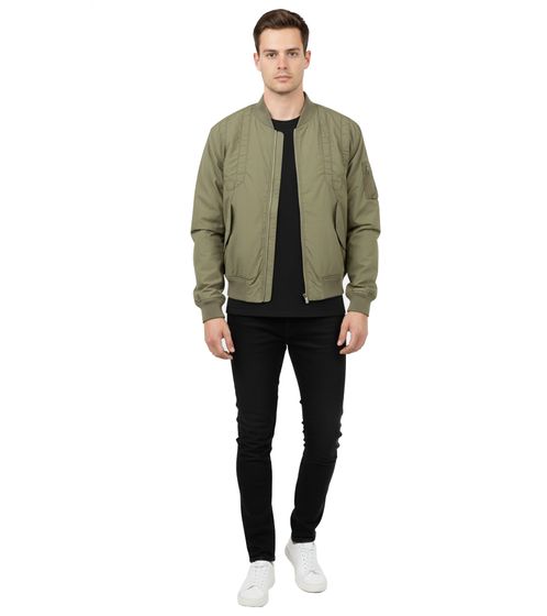 Chaqueta de entretiempo John Elliott para hombre en popelina de algodón verde oliva con ribete