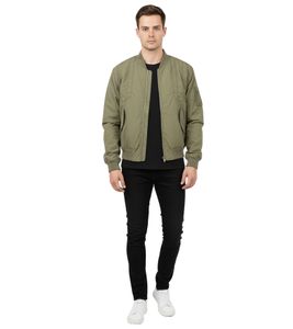 Chaqueta de entretiempo John Elliott para hombre en popelina de algodón verde oliva con ribete