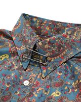 Camisa de algodón Needles Pinhole Edw para hombre, azul