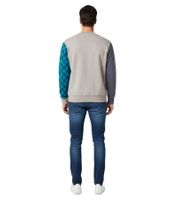 Sudadera JW Anderson con logo en bloques de color y estampado de logotipo, cuello redondo, 100 % algodón, gris