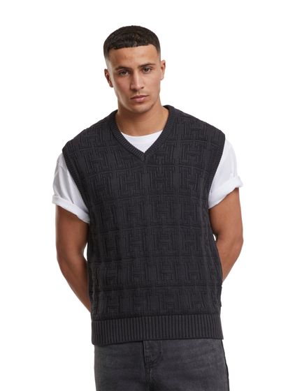 Gilet HUF Interlaced Jacquard Overdyed nero
