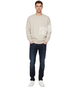 Helmut Lang Box Logo Crew Herren Sweatshirt Premium Streetwear Designer Fashion Exklusiv & Zeitlos Mist