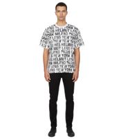 Helmut Lang Herren T-Shirt mit All Over Schriftzug modernes Designer-Logo-Shirt Weiß/Schwarz