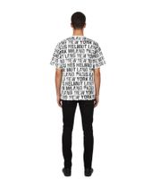 Helmut Lang Herren T-Shirt mit All Over Schriftzug modernes Designer-Logo-Shirt Weiß/Schwarz