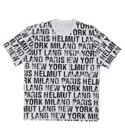 Helmut Lang Herren T-Shirt mit All Over Schriftzug modernes Designer-Logo-Shirt Weiß/Schwarz
