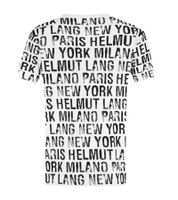 Helmut Lang Herren T-Shirt mit All Over Schriftzug modernes Designer-Logo-Shirt Weiß/Schwarz