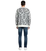 Felpa girocollo Helmut Lang con logo all-over e nomi di città ripetuti, avorio