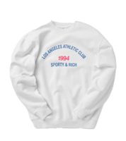 Sweat-shirt ras du cou Sporty & Rich La Athletic Club pour homme - Style sportswear et design universitaire classique - Blanc/Rouge/Bleu