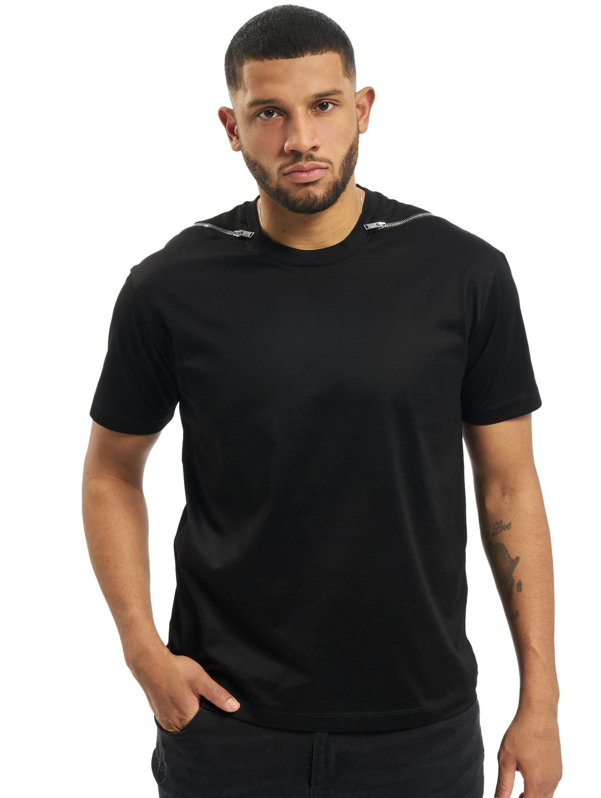 T-shirt con zip Les Hommes nera