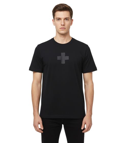 Helmut Lang Herren T-Shirt mit Kreuz Baumwollshirt Schwarz 