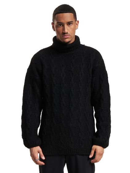 MARNI Großes Rollkragen-Sweatshirt mit Fuzzy-Ruß, Schwarz