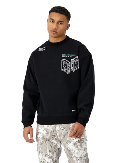 Black Bananas Rundhalsausschnitt Sweatshirt mit großem Backprint Schwarz