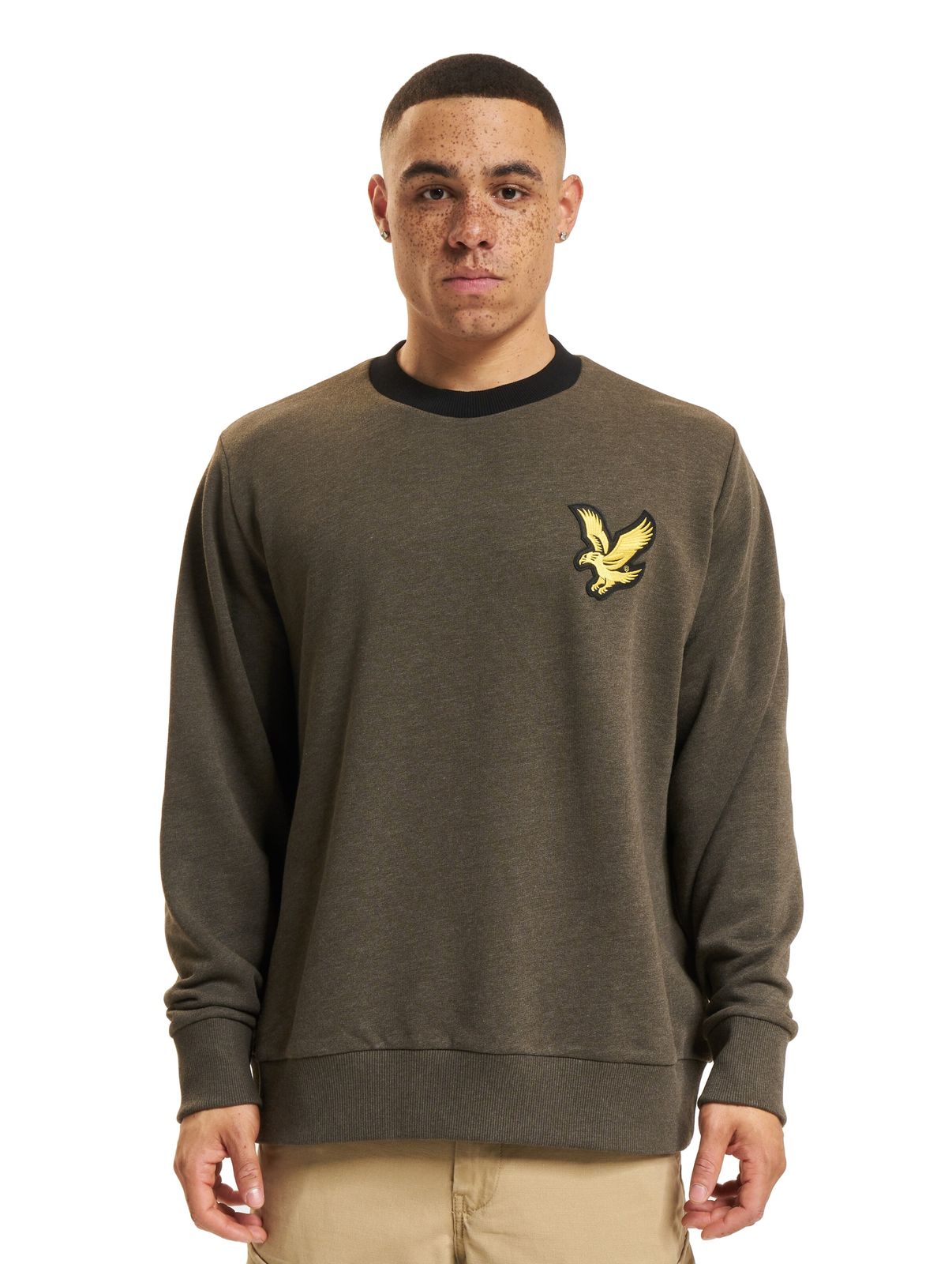 Maglione LYLE & SCOTT Block Marl oliva screziato/nero intenso