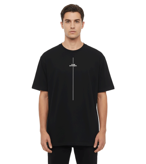 POD Think Different Heavy Oversized Men's T-Shirt, Oversized Fit, Cotton, Black