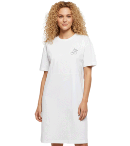 Merchcode Cherry Oversized Women's Slit Dress with Subtle Cherry Print, White