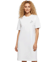 Merchcode Cherry Oversized Women's Slit Dress with Subtle Cherry Print, White