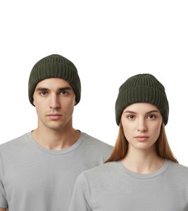 Berretto corto unisex in lana merino BARO Murray, berretto lavorato a maglia, semplice cappello invernale, verde oliva