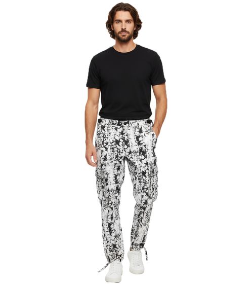 Pantaloni cargo da uomo Pleasures Moma con passante per cintura, cotone bianco