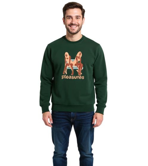 PLEASURES Bench Premium Men's Crew Neck Sweatshirt, Stylish Cotton Pullover, Alpine Green