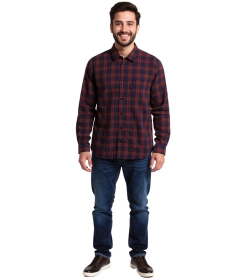 Camicia a maniche lunghe a quadri Curtis da uomo YMC, rosso/blu