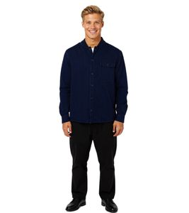 YMC Delinquents Herren Hemd-Jacke mit Brusttasche Baumwoll-Hemd Dunkelblau