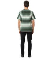 YMC Wild Ones Herren T-Shirt mit Logo-Patch 100% Baumwoll T-Shirt mit Streifen Grün Ecru