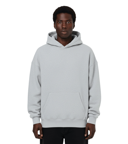 Prohibited Drift Hunt Herren Hoodie mit stylischem Rücken-Print grau meliert