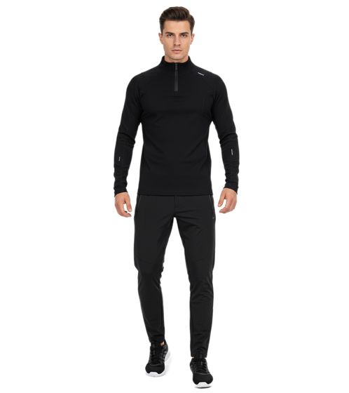 C2H4 Intervein Panelled Long-Sleeve Jersey T-Shirt für Herren technisches Langarmshirt mit markanten Einsätzen Schwarz