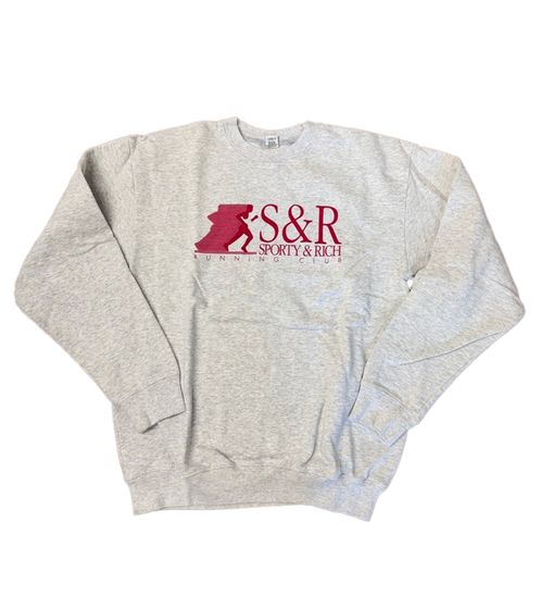 Sudadera de cuello redondo Sporty & Rich Running Club en gris/rojo