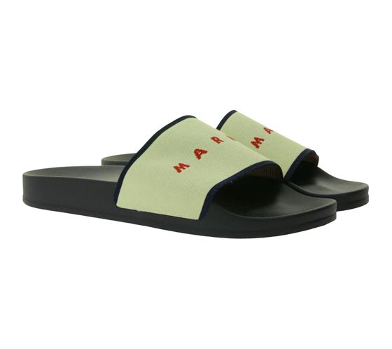 Scarpe estive slip-on MARNI con logo ricamato, sabot neri
