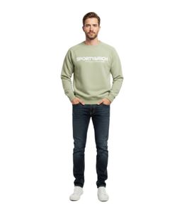 Sporty & Rich Herren Pullover mit Rundhalsausschnitt Science-Logo Lässiges Streetwear-Design aus Premium-Material Grün/Weiß 