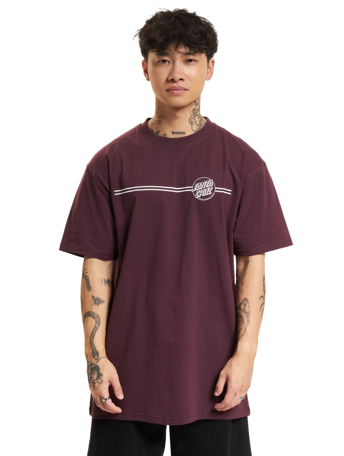 T-shirt a righe a pois SANTA CRUZ Opus ribes nero