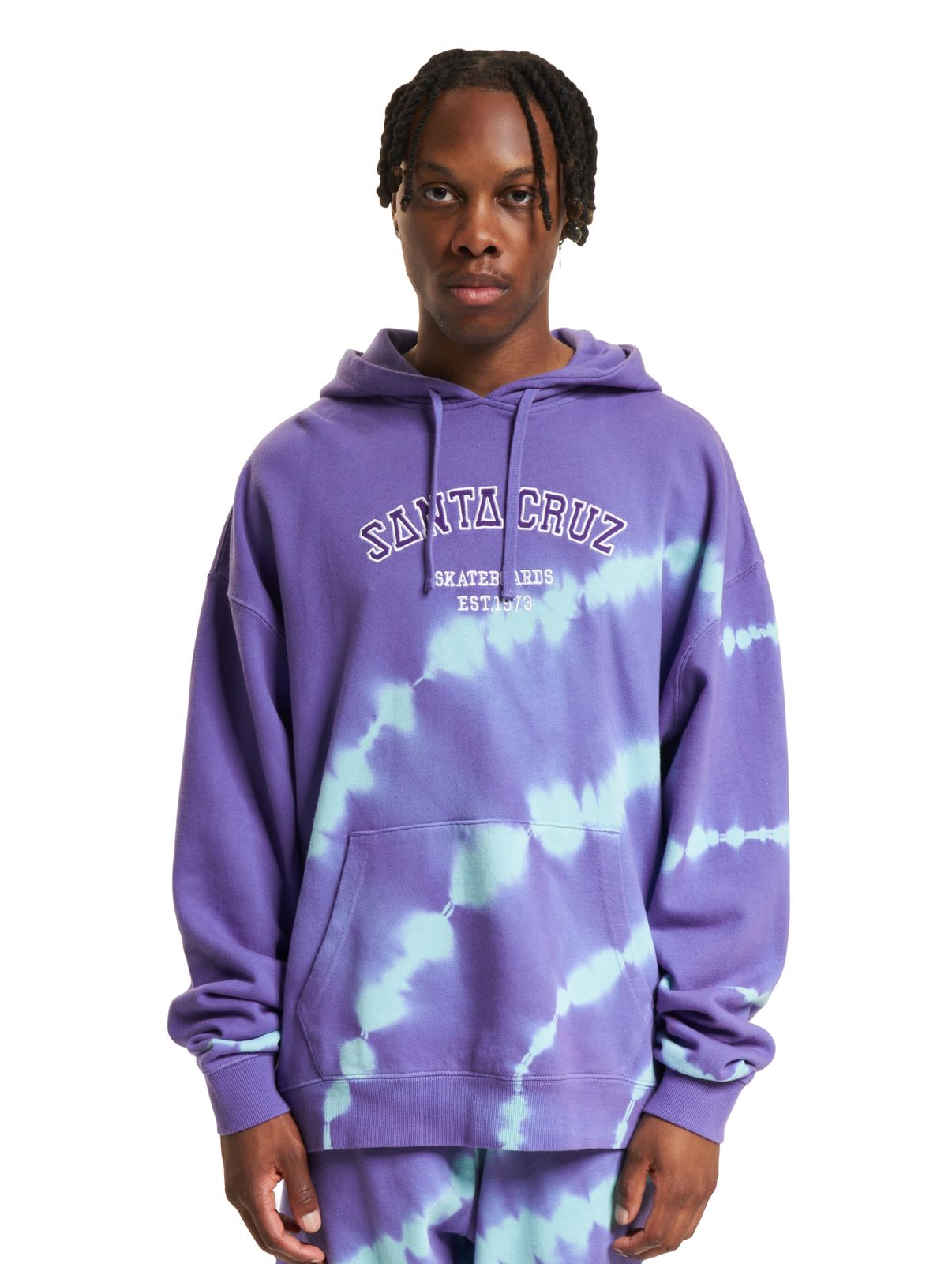 Felpa con cappuccio SANTA CRUZ Collegiate Strip Hydra Blue Tie Dye